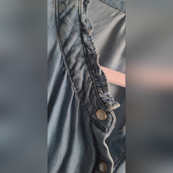 Wonderly chambray denim ruffle blouse XXL plus women's - Picture 6 of 13